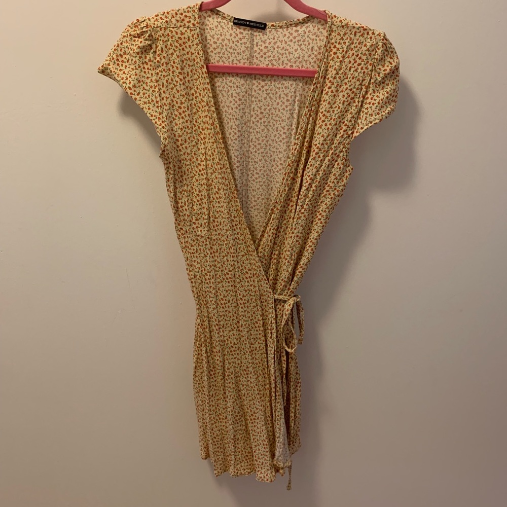 Yellow floral BRANDY MELVILLE wrap summer dress